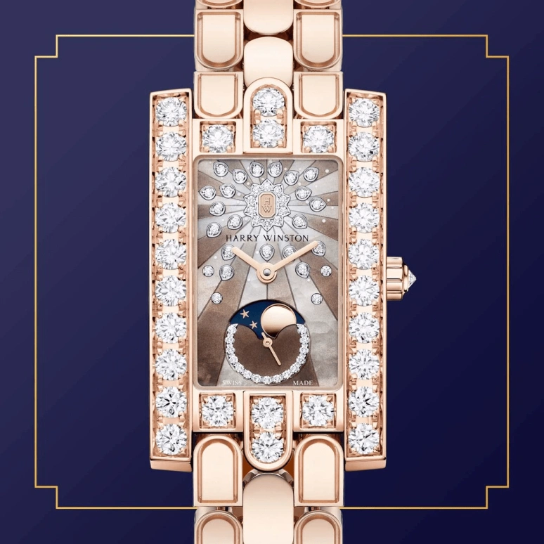 Harry Winston,The Avenue 21.4x36.1mm,21.4x36.1mm,Rose Gold,Gold,Brown,Quartz,In-house Caliber,Mother of Pearl,AVEQMP21RR002