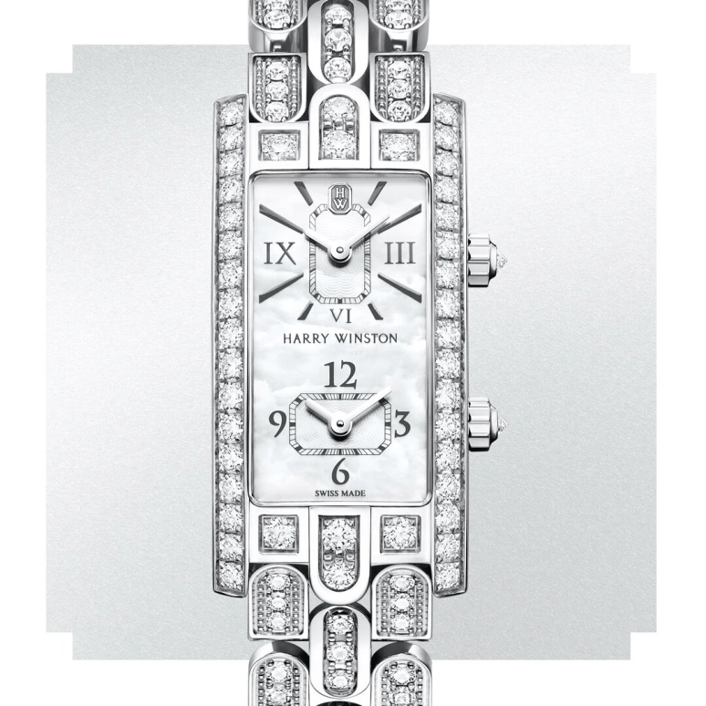 Harry Winston,The Avenue 19x39.5mm,19x39.5mm,Gold,White Gold,White,Quartz,In-house Caliber,Mother of Pearl,AVCQTZ19WW003