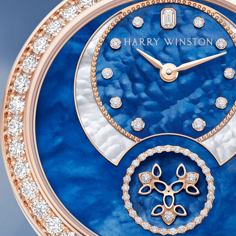 Harry Winston,The Premier 36mm,36mm,Rose Gold,Gold,White,Blue,Automatic,In-house Caliber,Mother of Pearl,PRNASS36RR001