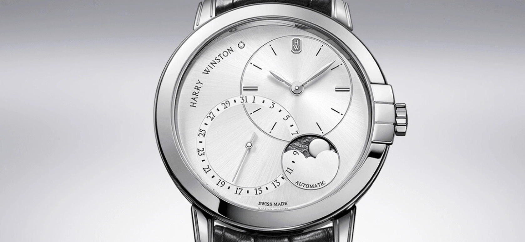 Harry Winston,Midnight 42.5mm,42.5mm,Gold,White Gold,Automatic,In-house Caliber,Open,MIDAMP42WW003