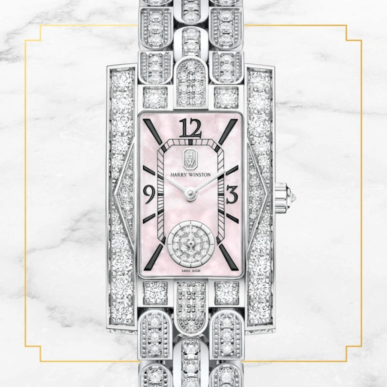 Harry Winston,The Avenue 21.4x36.1mm,21.4x36.1mm,Gold,White Gold,Pink,Quartz,In-house Caliber,Mother of Pearl,AVEQHM21WW291