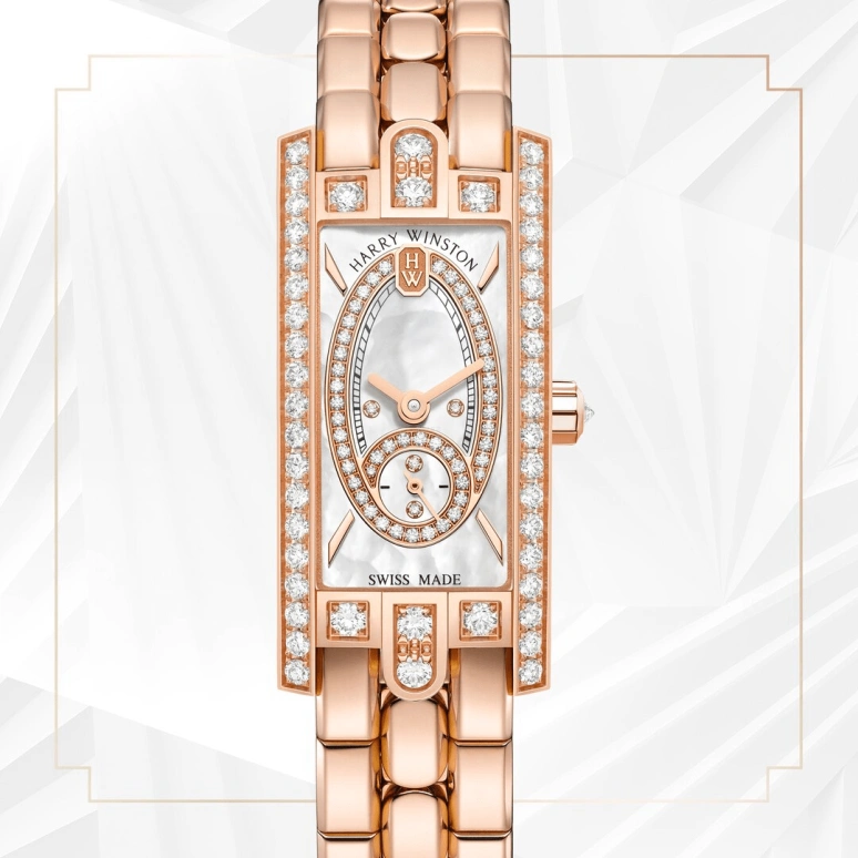 Harry Winston,The Avenue 15.6x32.3mm,15.6x32.3mm,Rose Gold,Gold,White,Quartz,In-house Caliber,Mother of Pearl,AVCQSS16RR002