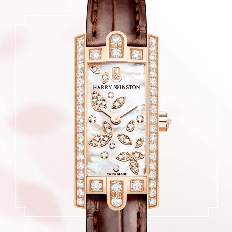 Harry Winston,The Avenue 15.6x32.3mm,15.6x32.3mm,Rose Gold,Gold,White,Quartz,In-house Caliber,Mother of Pearl,AVCQHM16RR041