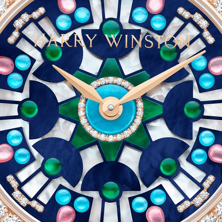 Harry Winston,The Premier 36mm,36mm,Rose Gold,Gold,Blue,Automatic,In-house Caliber,Mother of Pearl,PRNAHM36RR029