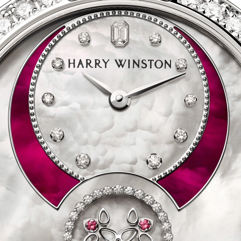Harry Winston,The Premier 36mm,36mm,Gold,White Gold,Burgundy,White,Automatic,In-house Caliber,Mother of Pearl,PRNASS36WW002