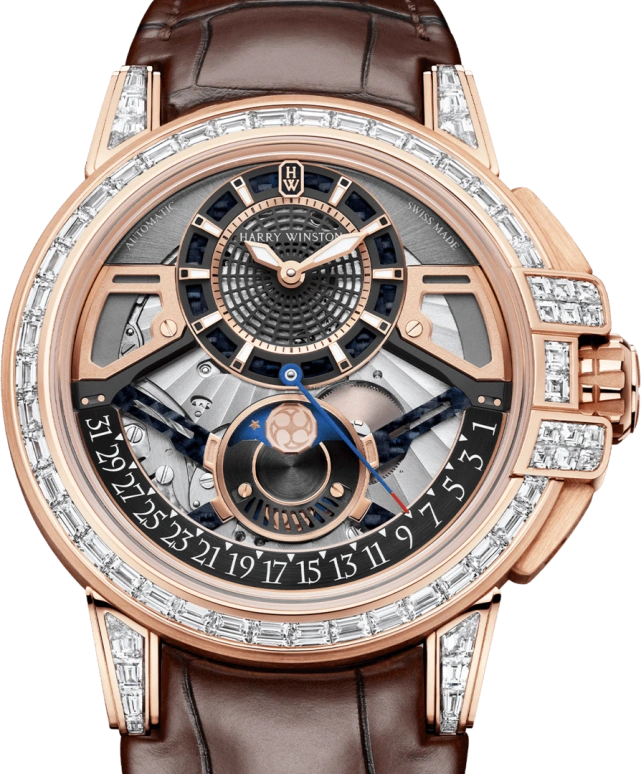 Harry Winston,The Ocean 42.2mm,42.2mm,Rose Gold,Gold,Automatic,In-house Caliber,Open,OCEAMP42RR002