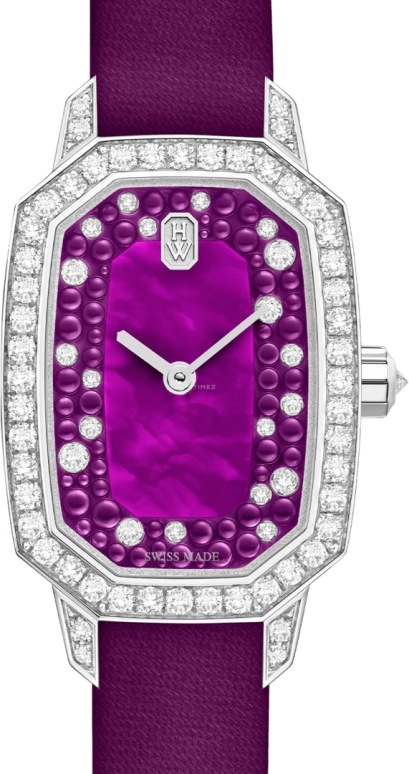 Harry Winston,Emerald 17.7x24mm,17.7x24mm,Gold,White Gold,Violet,Quartz,In-house Caliber,Mother of Pearl,EMEQHM18WW016