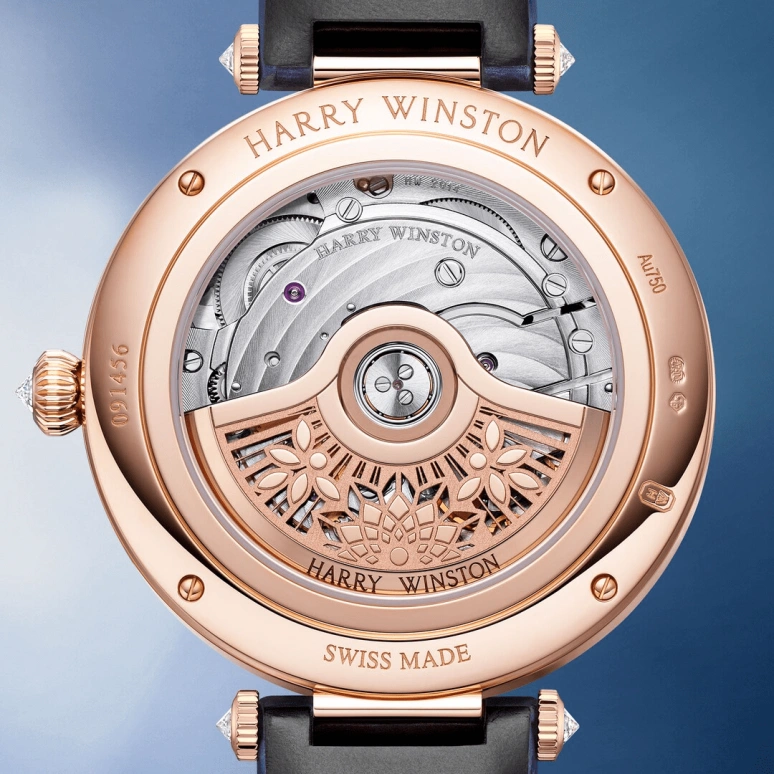 Harry Winston,The Premier 36mm,36mm,Rose Gold,Gold,Blue,Automatic,In-house Caliber,Mother of Pearl,PRNAHM36RR018