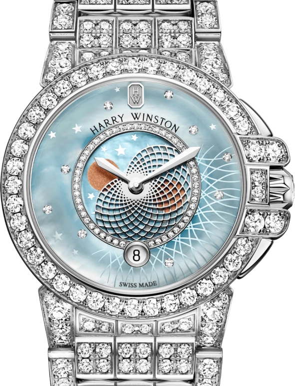 Harry Winston,The Ocean 36mm,36mm,Gold,White Gold,Blue,Quartz,In-house Caliber,Mother of Pearl,OCEQMP36WW025