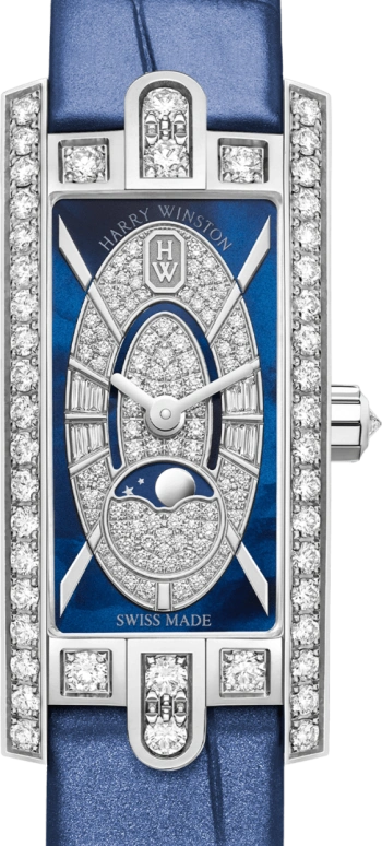 Harry Winston,The Avenue 15.6x32.3mm,15.6x32.3mm,Gold,White Gold,Blue,Quartz,In-house Caliber,Mother of Pearl,AVCQMP16WW004