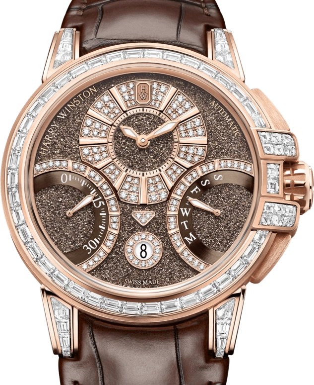 Harry Winston,The Ocean 42.2mm,42.2mm,Rose Gold,Gold,Automatic,In-house Caliber,Open,OCEABI42RR003