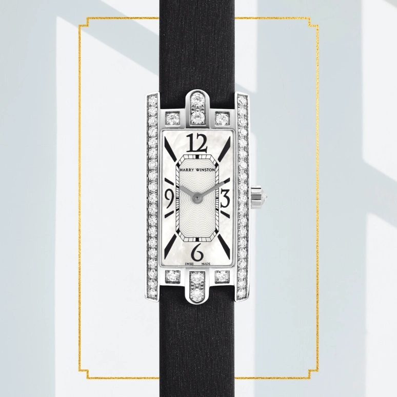 Harry Winston,The Avenue 15.6x32.3mm,15.6x32.3mm,Gold,White Gold,White,Quartz,In-house Caliber,Mother of Pearl,AVCQHM16WW024