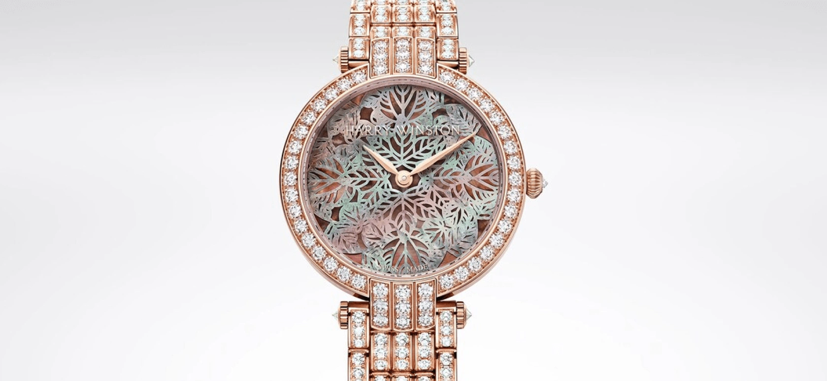 Harry Winston,The Premier 36mm,36mm,Rose Gold,Gold,Burgundy,Automatic,In-house Caliber,Mother of Pearl,PRNAHM36RR016