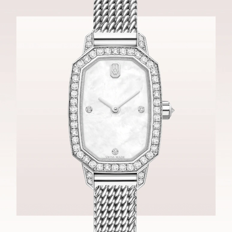 Harry Winston,Emerald 17.7x24mm,17.7x24mm,Gold,White Gold,White,Quartz,In-house Caliber,Mother of Pearl,EMEQHM18WW010