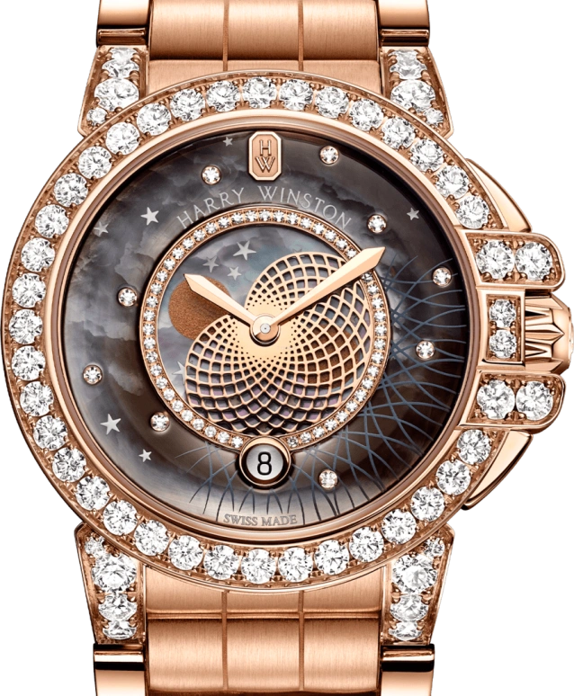 Harry Winston,The Ocean 36mm,36mm,Rose Gold,Gold,Black,Quartz,In-house Caliber,Mother of Pearl,OCEQMP36RR027