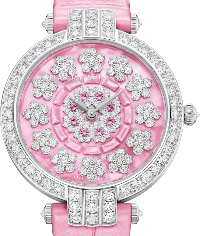 Harry Winston,The Premier 36mm,36mm,White Gold,Pink,Automatic,In-house Caliber,Sapphire,PRNAHM36WW048