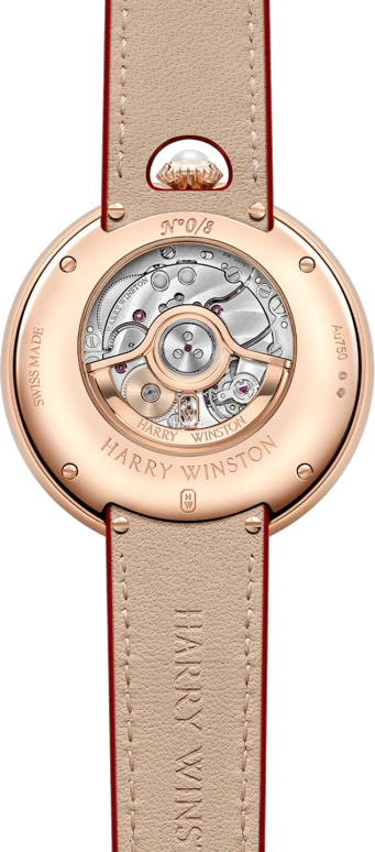 Harry Winston,Moments 36mm,36mm,Rose Gold,White,Red,Automatic,In-house Caliber,Sapphire,Crystal Glass,MMTAHM36RR001
