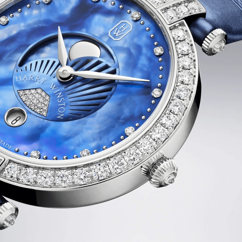 Harry Winston,The Premier 36mm,36mm,Gold,White Gold,Blue,Quartz,In-house Caliber,Mother of Pearl,PRNQMP36WW002