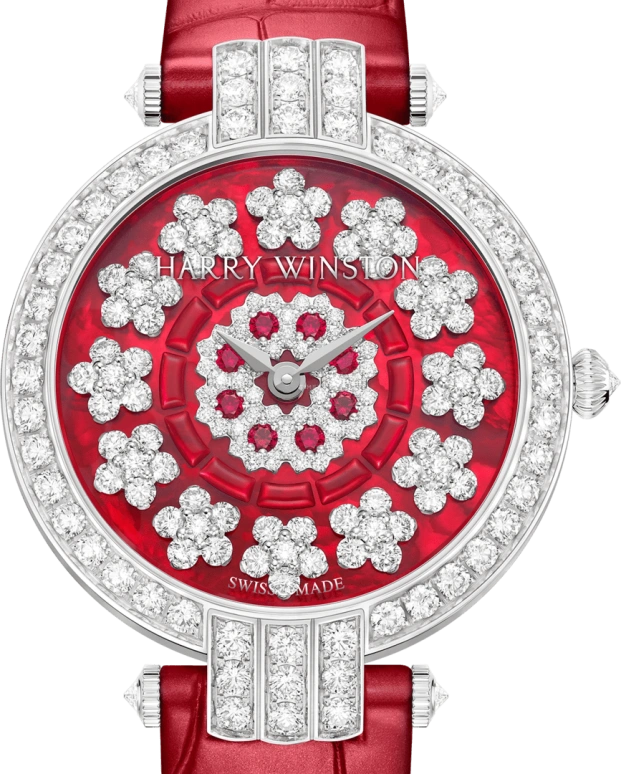 Harry Winston,The Premier 36mm,36mm,Gold,White Gold,Red,Automatic,In-house Caliber,Gold,Mother of Pearl,PRNAHM36WW038