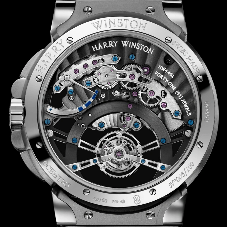Harry Winston,The Ocean 45.6mm,45.6mm,Gold,White Gold,Handwound,In-house Caliber,Open,OCEMTJ45WW001