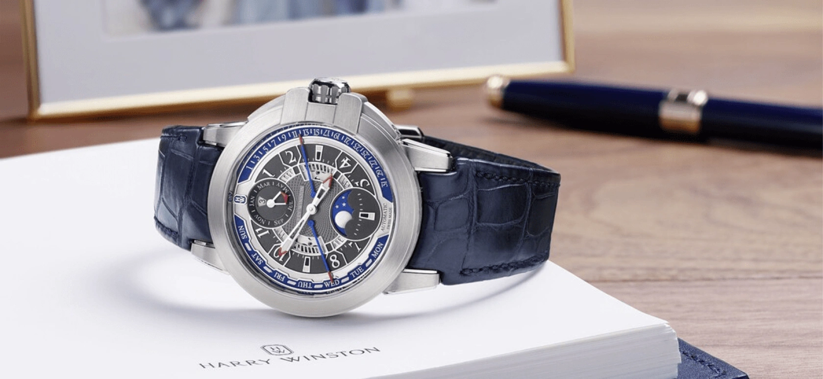 Harry Winston,The Ocean 42.2mm,42.2mm,Gold,White Gold,Automatic,In-house Caliber,Open,OCEAPC42WW001