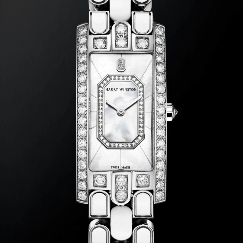 Harry Winston,The Avenue 19x39.5mm,19x39.5mm,Gold,White Gold,Light,White,Pink,Quartz,In-house Caliber,Mother of Pearl,AVCQHM19WW137