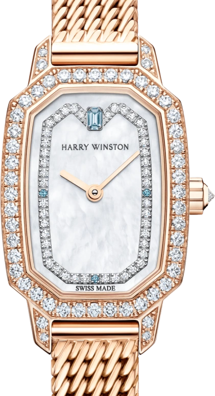 Harry Winston,Emerald 17.7x24mm,17.7x24mm,Rose Gold,Gold,White,Quartz,In-house Caliber,Mother of Pearl,EMEQHM18RR007