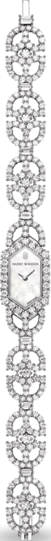 Harry Winston,High Jewelry Timepieces 18x30mm,18x30mm,Platinum,White,Quartz,In-house Caliber,Mother of Pearl,HJTQHM18PP005