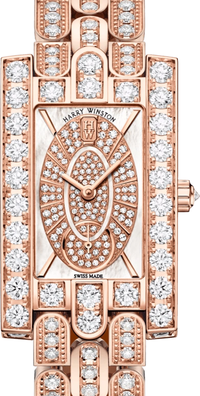 Harry Winston,The Avenue 21.4x36.1mm,21.4x36.1mm,Rose Gold,Gold,White,Quartz,In-house Caliber,Mother of Pearl,AVEQHM21RR117
