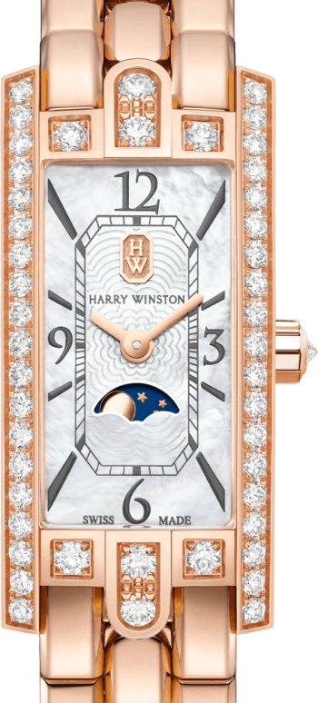 Harry Winston,The Avenue 15.6x32.3mm,15.6x32.3mm,Rose Gold,Gold,White,Quartz,In-house Caliber,Mother of Pearl,AVCQMP16RR002