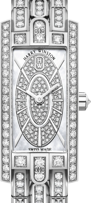 Harry Winston,The Avenue 15.6x32.3mm,15.6x32.3mm,Gold,White Gold,White,Quartz,In-house Caliber,Mother of Pearl,AVCQHM16WW054