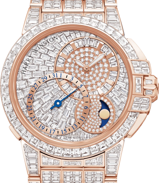Harry Winston,The Ocean 42.20mm,42.20mm,Rose Gold,Silver,Automatic,Moonphase,Day,OCEAMP42RR004