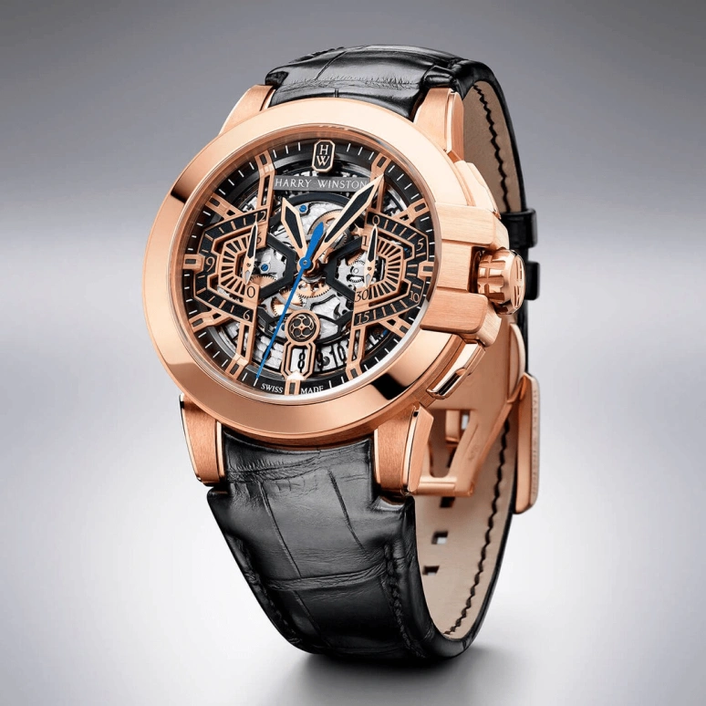 Harry Winston,The Ocean 44mm,44mm,Rose Gold,Gold,Automatic,In-house Caliber,Open,OCEACH44RR001