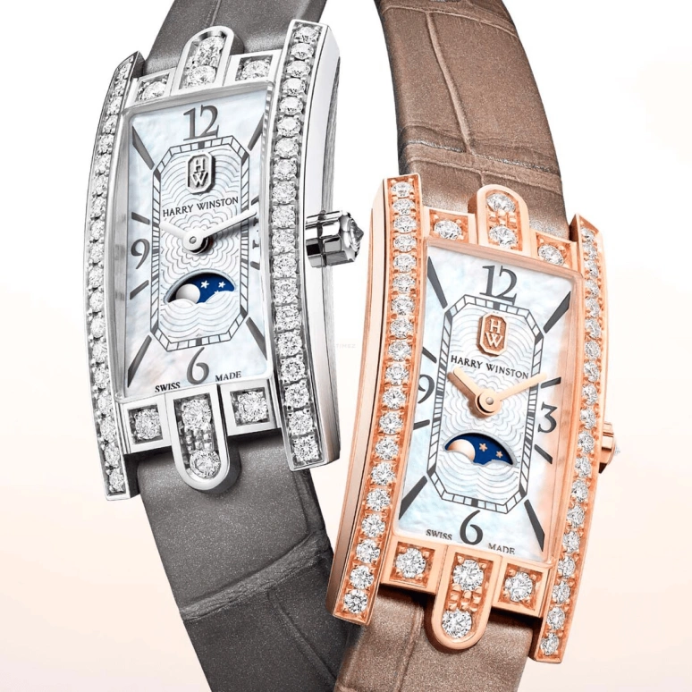 Harry Winston,The Avenue 15.6x32.3mm,15.6x32.3mm,Rose Gold,Gold,White,Quartz,In-house Caliber,Mother of Pearl,AVCQMP16RR002