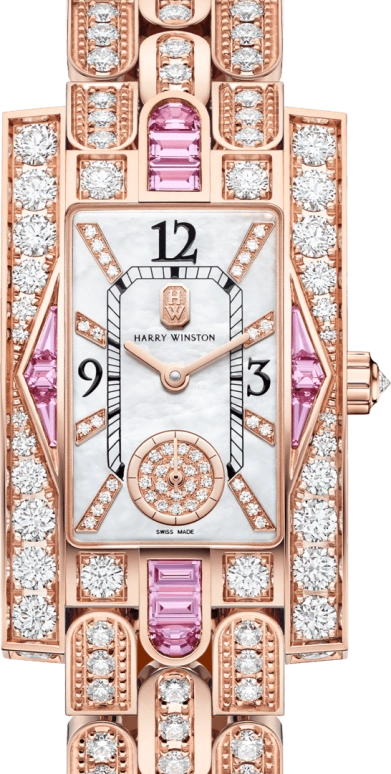 Harry Winston,The Avenue 21.4x36.1mm,21.4x36.1mm,Rose Gold,Gold,White,Quartz,In-house Caliber,Mother of Pearl,AVEQHM21RR127