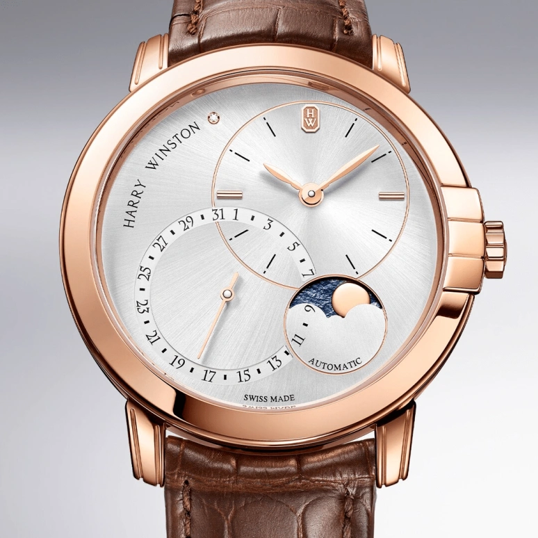 Harry Winston,Midnight 42.5mm,42.5mm,Rose Gold,Gold,Automatic,In-house Caliber,Open,MIDAMP42RR003