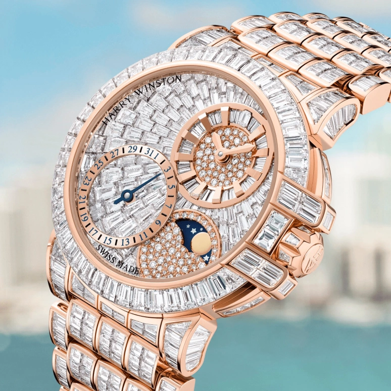 Harry Winston,The Ocean 36mm,36mm,Rose Gold,Silver,Automatic,Moonphase,Day,OCEAMP36RR005