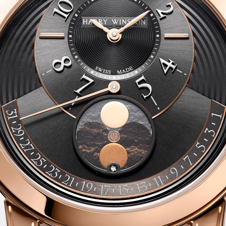 Harry Winston,Midnight 42.5mm,42.5mm,Rose Gold,Gold,Automatic,In-house Caliber,Open,MIDAMP42RR002