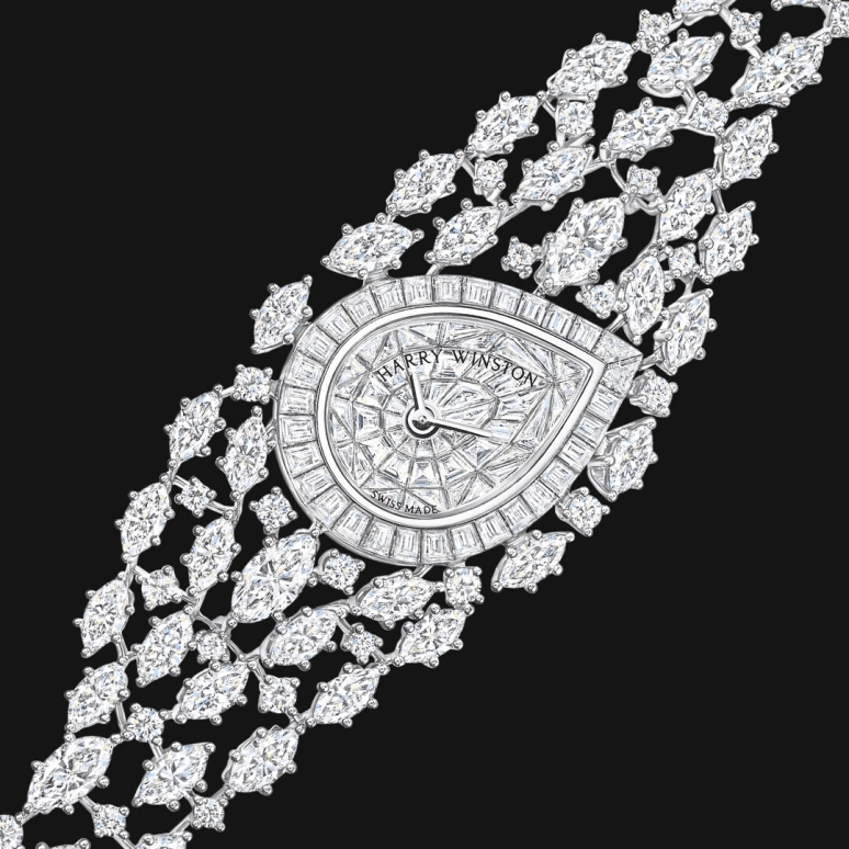 Harry Winston,High Jewelry Timepieces 21.4x24.9mm,21.4x24.9mm,Platinum,Quartz,In-house Caliber,Closed,HJTQHM21PP001