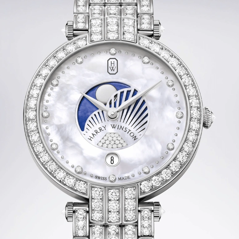 Harry Winston,The Premier 36mm,36mm,Gold,White Gold,White,Quartz,In-house Caliber,Mother of Pearl,PRNQMP36WW004