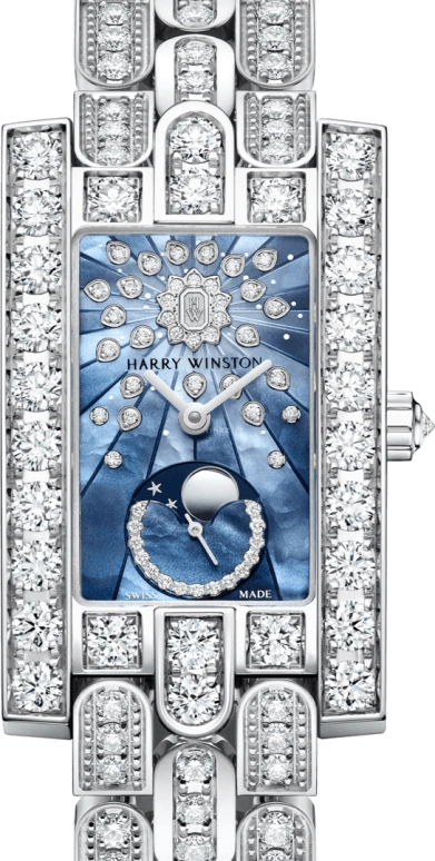 Harry Winston,The Avenue 21.4x36.1mm,21.4x36.1mm,Gold,White Gold,Blue,Quartz,In-house Caliber,Mother of Pearl,AVEQMP21WW005