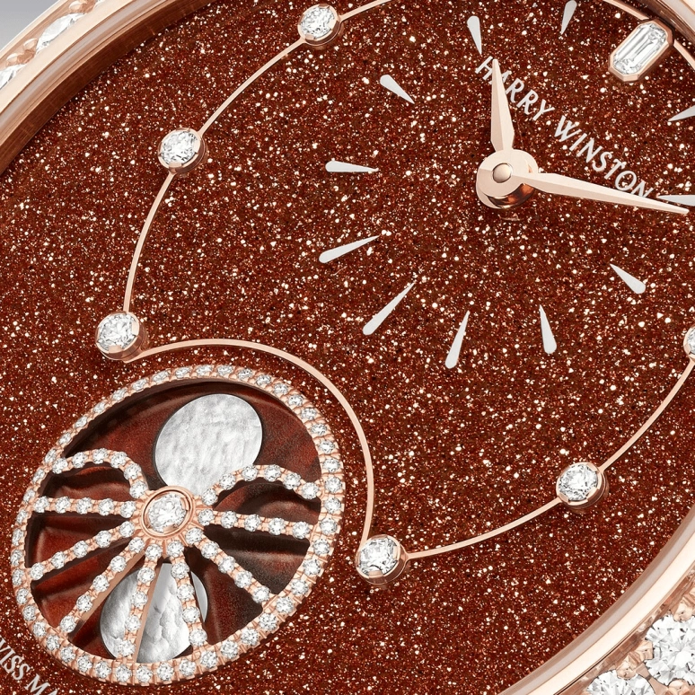 Harry Winston,The Premier 36mm,36mm,Rose Gold,Gold,Brown,Automatic,In-house Caliber,Mother of Pearl,Aventurine,PRNAMP36RR003