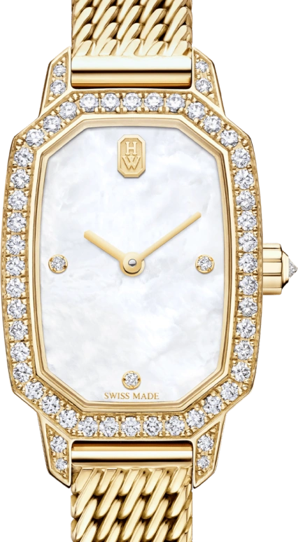 Harry Winston,Emerald 17.7x24mm,17.7x24mm,Yellow Gold,Gold,White,Quartz,In-house Caliber,Mother of Pearl,EMEQHM18YY007