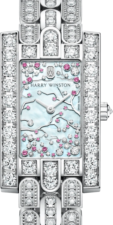Harry Winston,The Avenue 21.4x36.1mm,21.4x36.1mm,Gold,White Gold,Blue,Green,Quartz,In-house Caliber,Mother of Pearl,AVEQHM21WW288