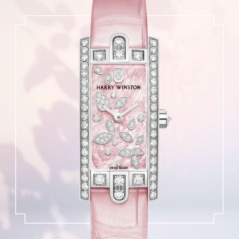Harry Winston,The Avenue 15.6x32.3mm,15.6x32.3mm,Gold,White Gold,Pink,Quartz,In-house Caliber,Mother of Pearl,AVCQHM16WW055