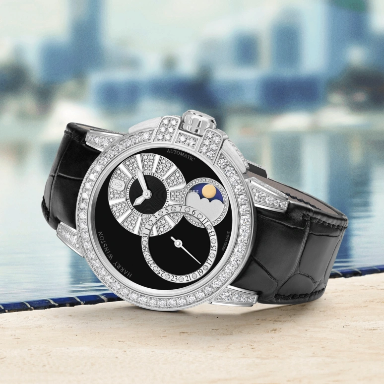 Harry Winston,The Ocean 42mm,42mm,White Gold,Black,Automatic,Moonphase,Day,OCEAMP42WW006