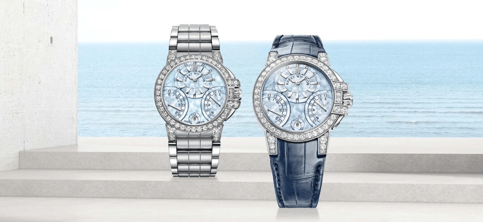Harry Winston,The Ocean 36mm,36mm,Gold,White Gold,Blue,Automatic,In-house Caliber,Mother of Pearl,OCEABI36WW049