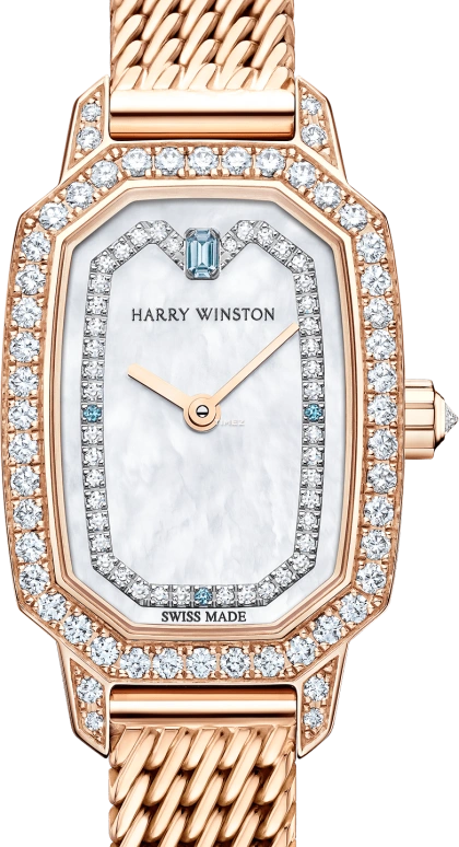 Harry Winston,Emerald 17.70x24mm,17.70x24mm,Rose Gold,White,Quartz,In-house Caliber,Sapphire,EMEQHM18RR005