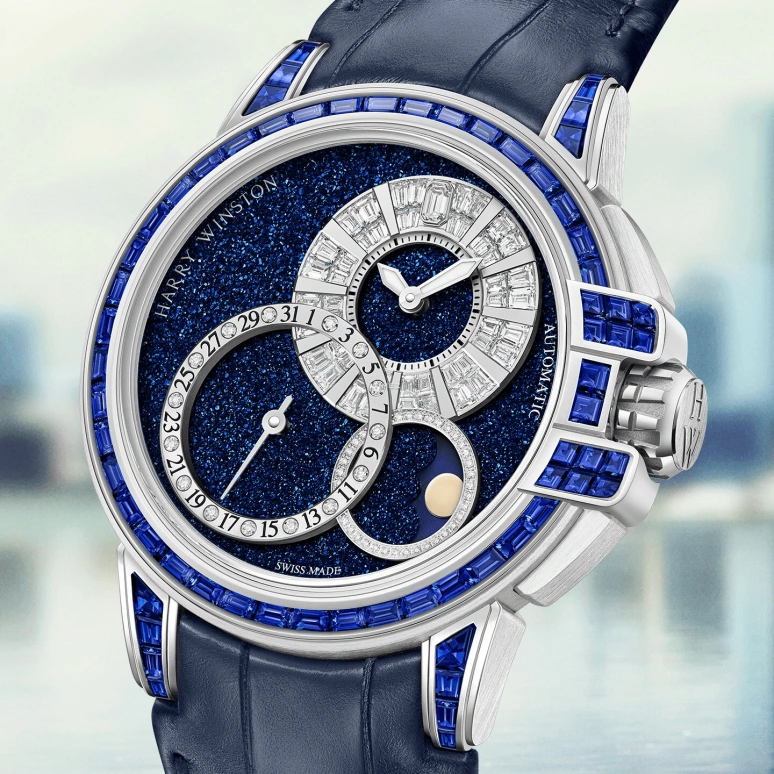 Harry Winston,The Ocean 42.20mm,42.20mm,White Gold,Blue,Automatic,Moonphase,Day,OCEAMP42WW005