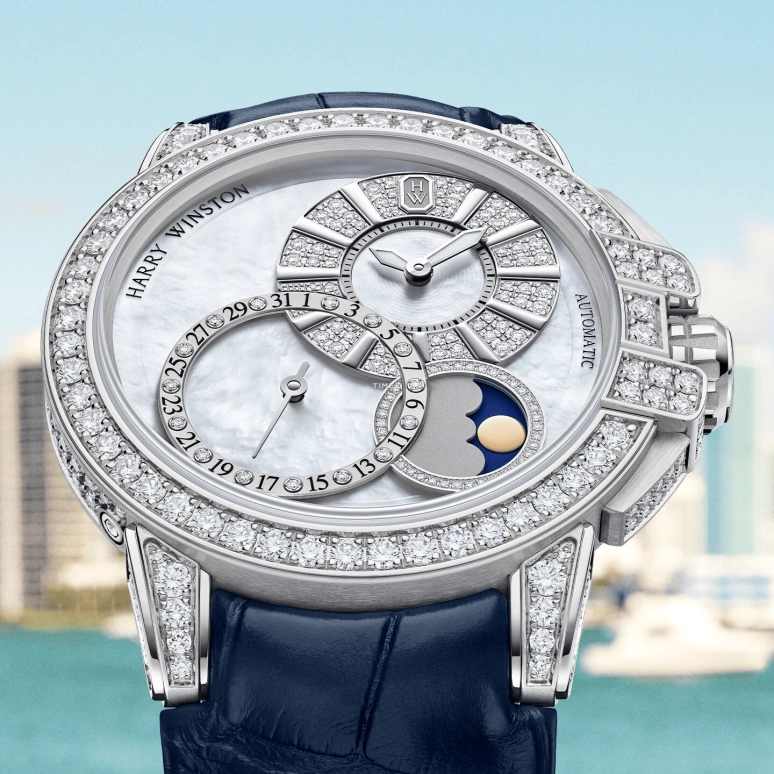 Harry Winston,The Ocean 42mm,42mm,White Gold,Silver White,Automatic,Moonphase,Day,OCEAMP42WW002